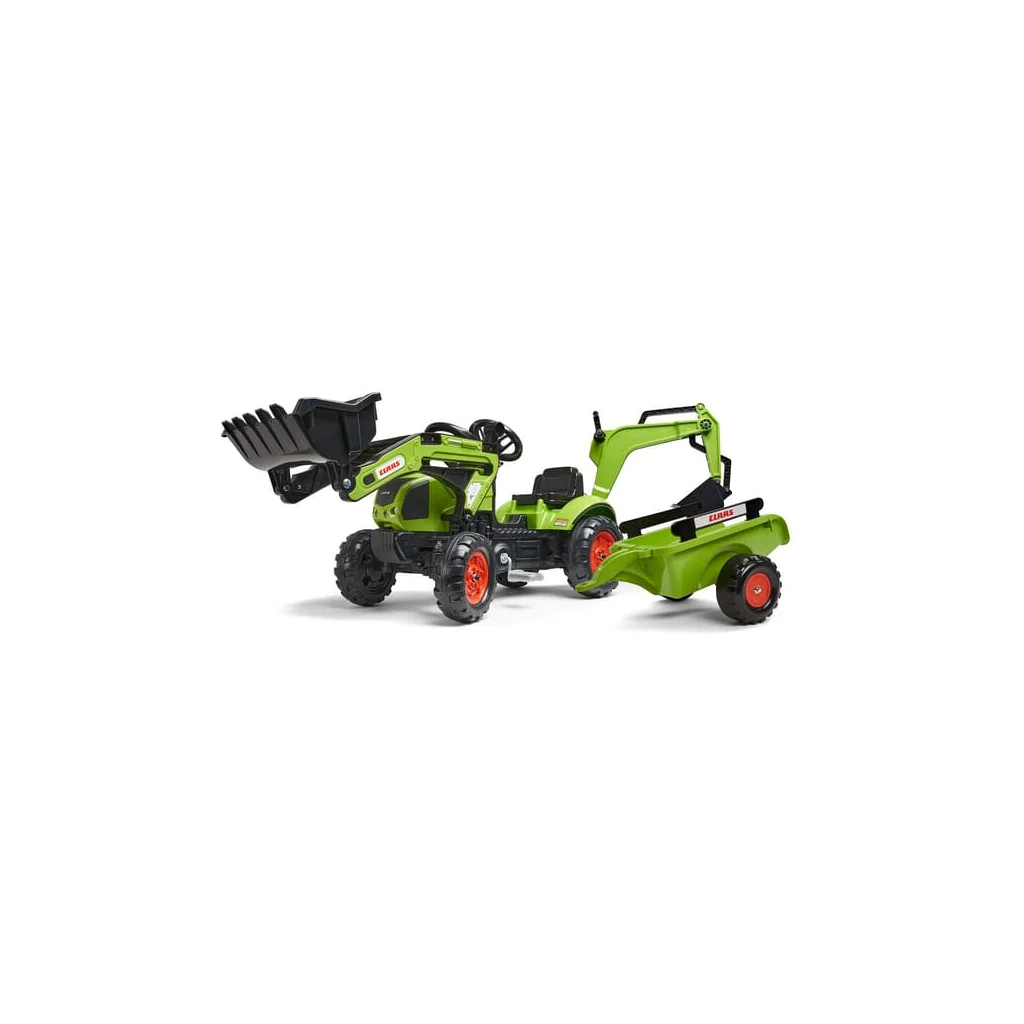 Retroexcavator Claas cu încărcător frontal și remorcă F2040N
