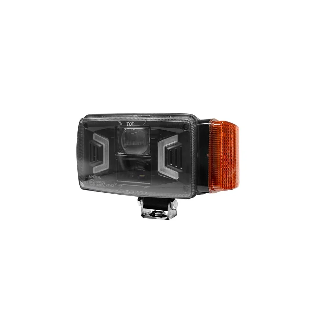 Far LED, 30/55W, dreptunghiular, 10-30V, 155x92x82mm, alb/portocaliu, mufă H4, fază lungă/fază scurtă/semnalator LA80093