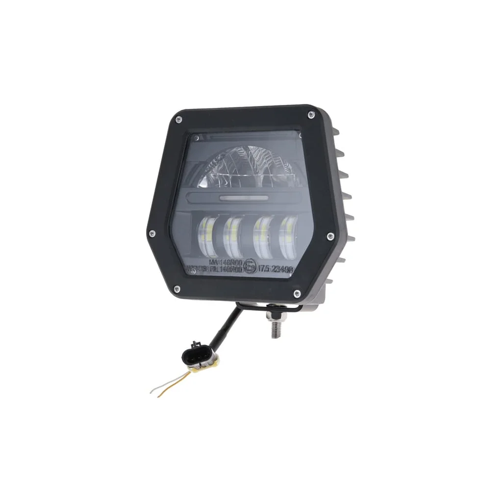 Far cu LED, 40/70W, pătrat, 10/30V, 181x173x97mm, fișă Delphi, fază lungă/fază scurtă, fază simetrică, potrivit pentru John Deer