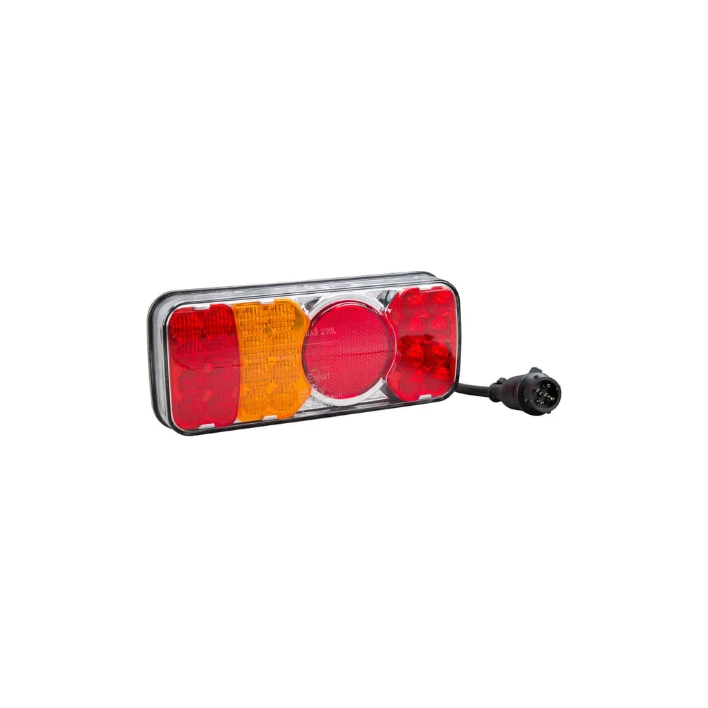 Lampă spate multifuncțională LED stânga dreptunghiulară 12-24V 200,5x85x40mm 5 poli LA40036