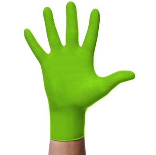Set manusi nitril unica folosita textura diamantata verde XL, 100 BUC, JBM