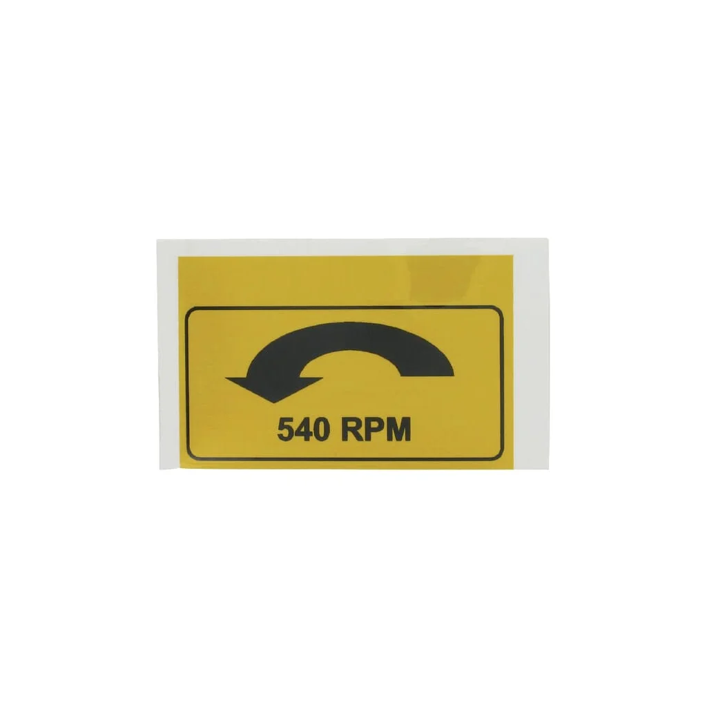 Autocolant avertisment PTO: 540 RPM stânga 75x38mm WB000021
