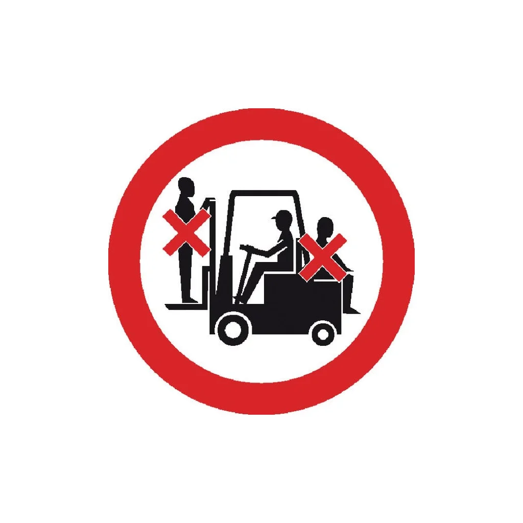 Autocolant semn de interzicere fără pasageri stivuitor diametru 100mm Brady WB250029