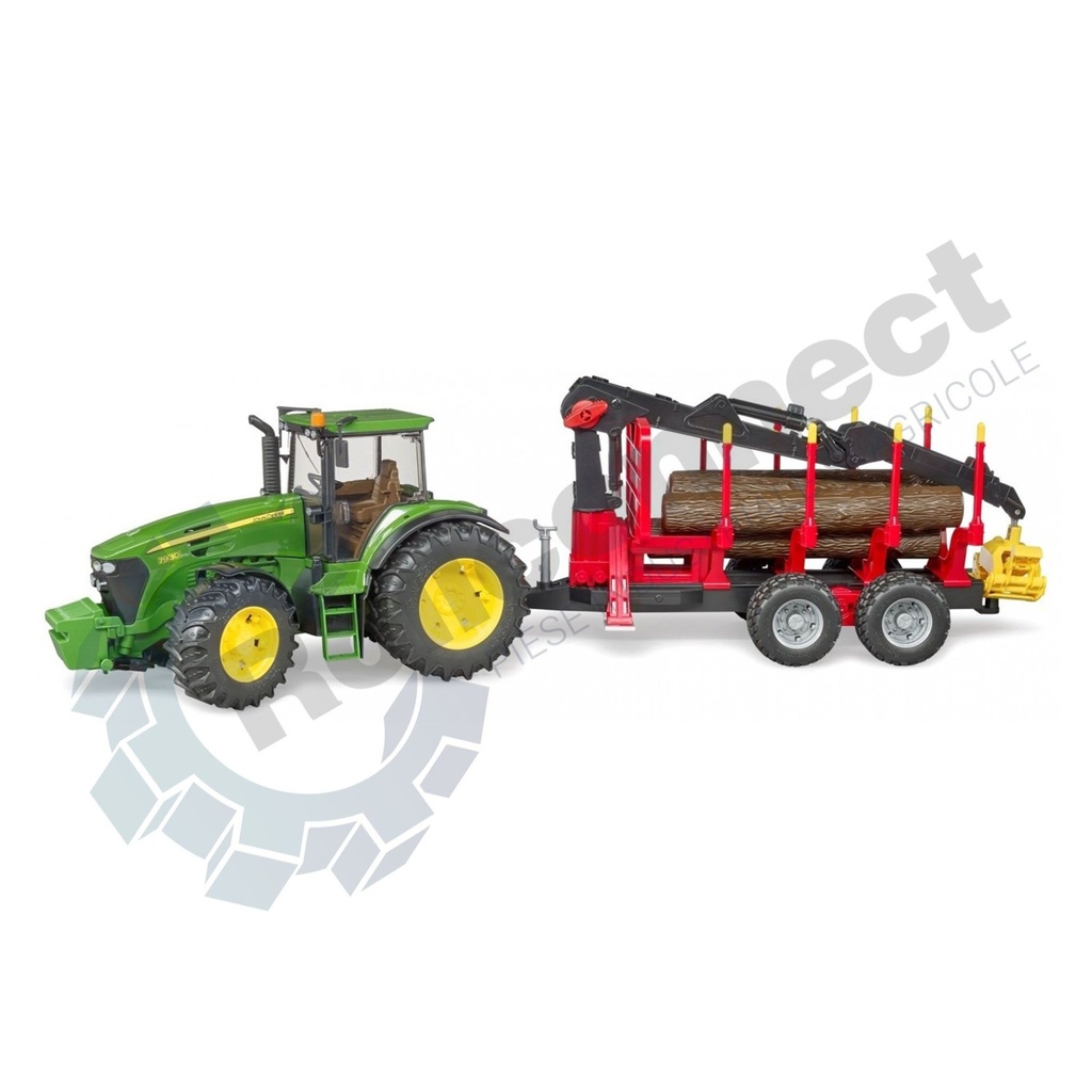 Tractor John Deere 7930 cu remorcă si brat de încărcat lemne